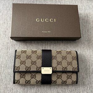 New Gucci Canvas GG Brown Wallet